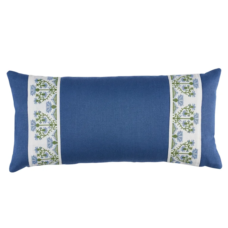Schumacher Custis Embroidery Pillow in Chesapeake (SO8166118)