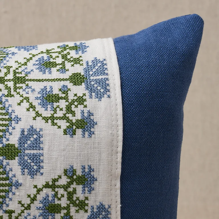 Schumacher Custis Embroidery Pillow in Chesapeake (SO8166118)