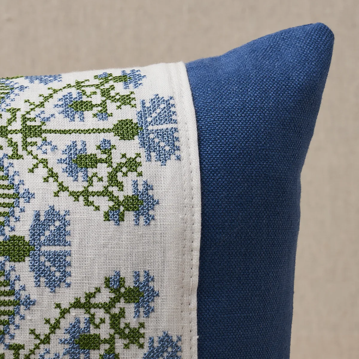 Schumacher Custis Embroidery Pillow in Chesapeake (SO8166118)
