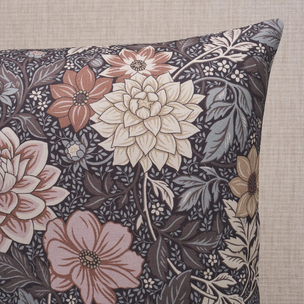 Schumacher Dahlia Garden Pillow in Brown & Pink (SOC27689105)