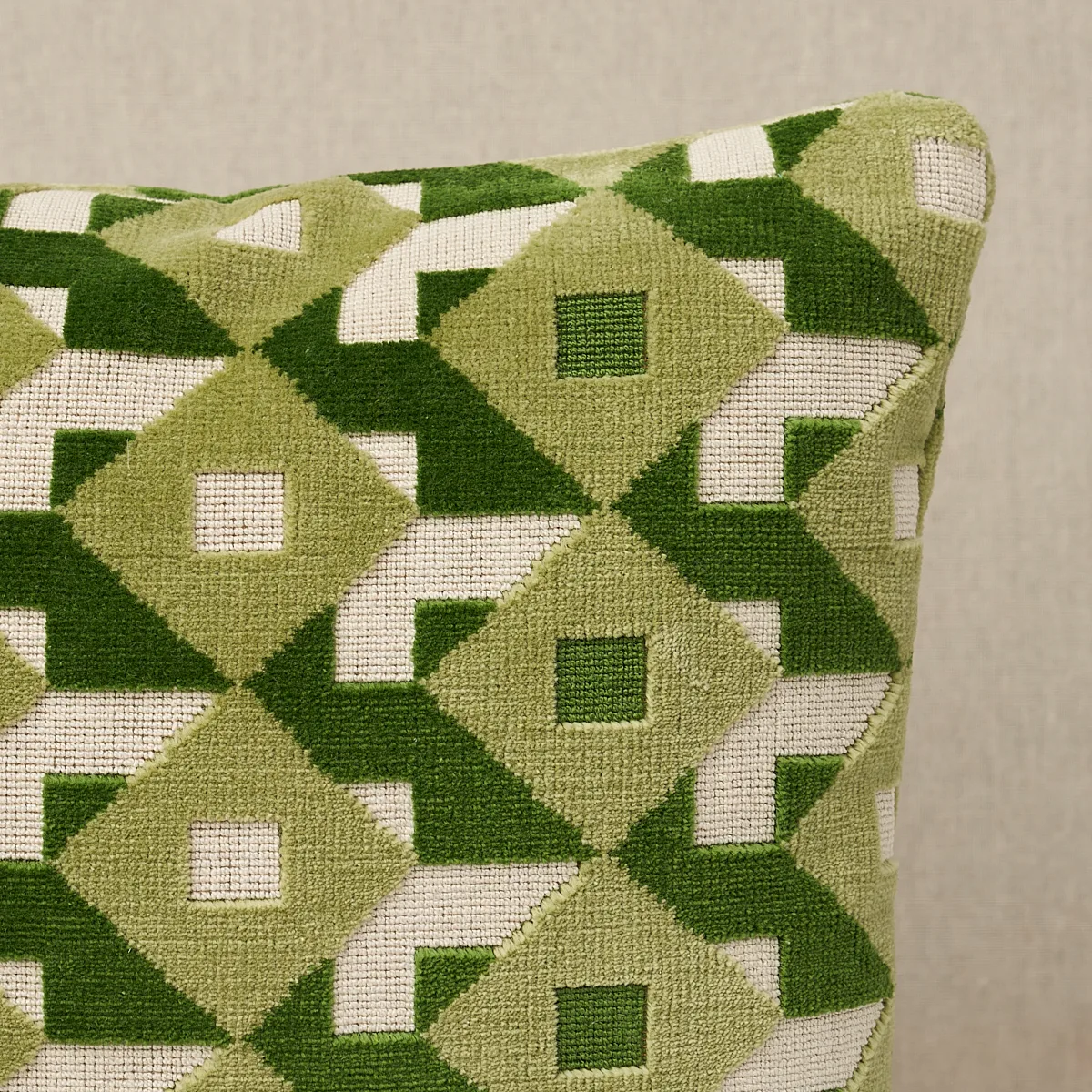 Schumacher Dazzle Ship Velvet Pillow in Verdant (SO7724412)