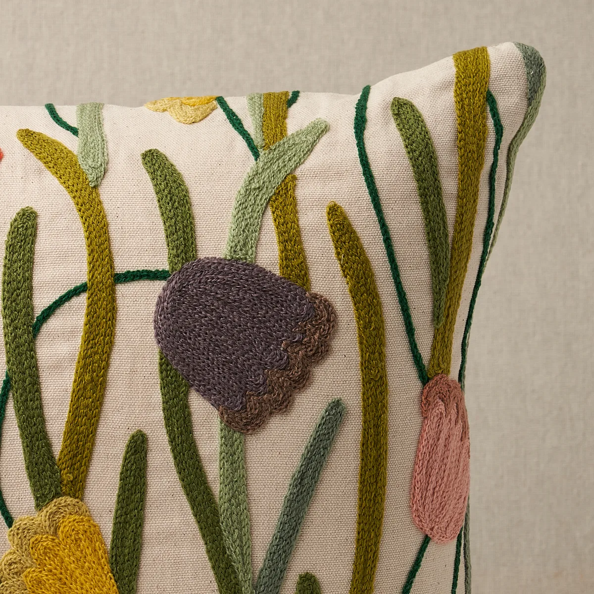 SO8156015 | Deco Flower Embroidery Pillow - Multi Schumacher Deco Flower Embroidery Pillow in Multi (SO8156015)