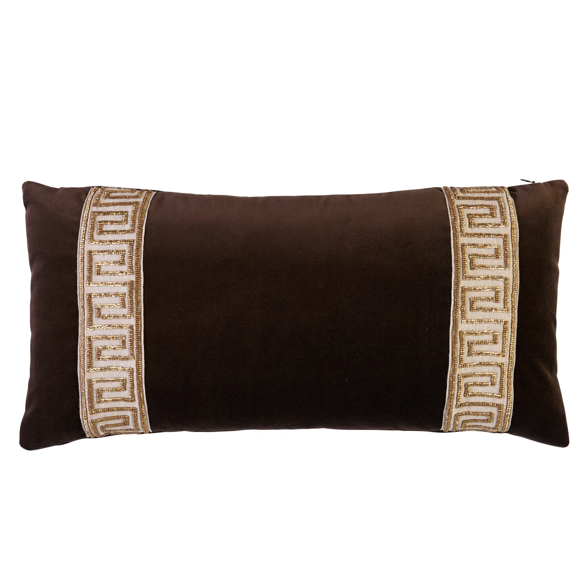 Schumacher Delphi Beaded Tape Pillow in Espresso (SO8364118)
