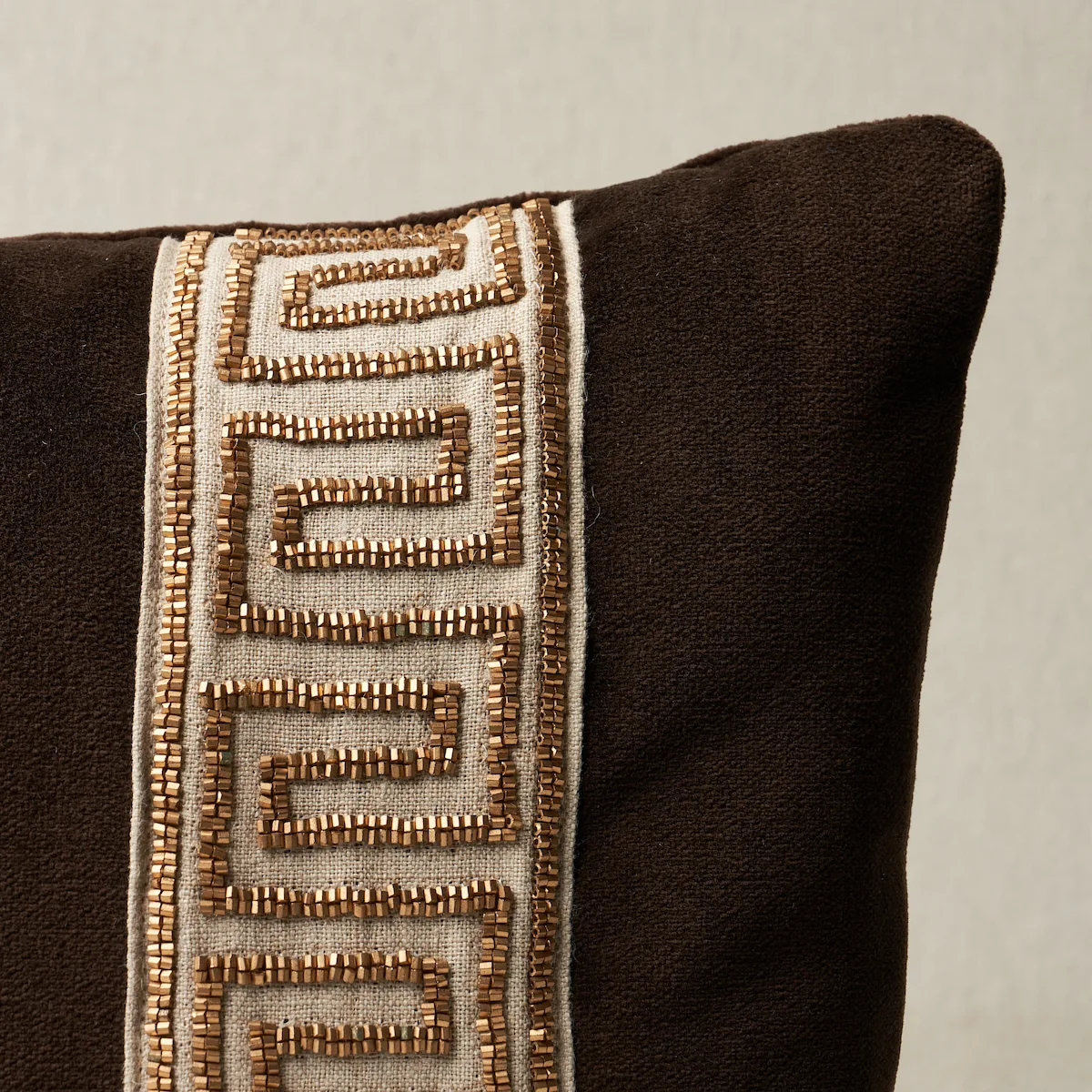 SO8364118 | Delphi Beaded Tape Pillow - Espresso Schumacher Delphi Beaded Tape Pillow in Espresso (SO8364118)