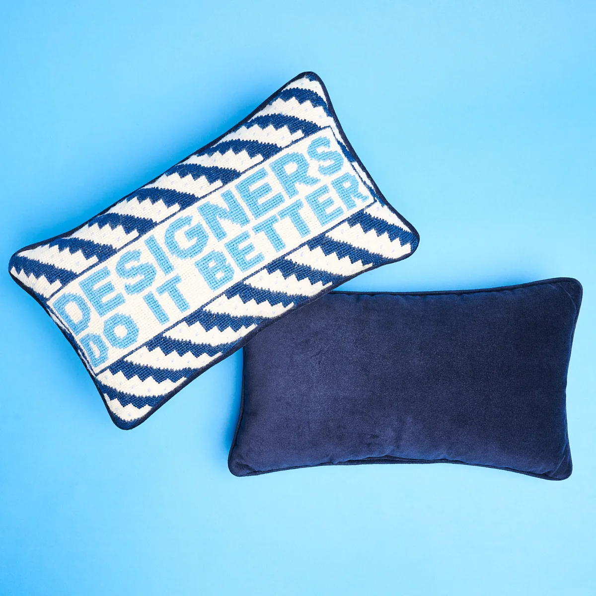 SO17802209 | Designers Rock Needlepoint Pillow - Blue Schumacher Designers Rock Needlepoint Pillow in Blue (SO17802209)