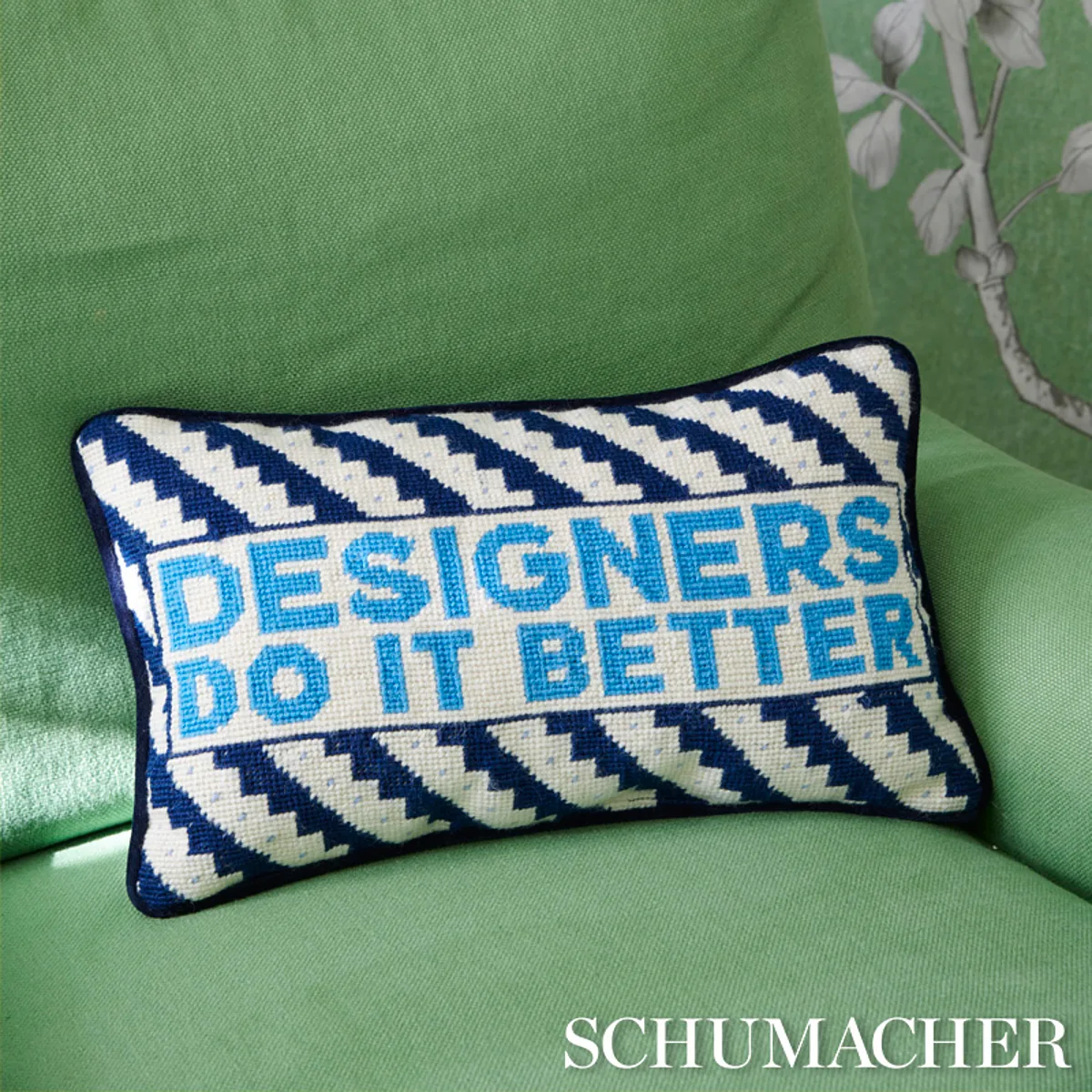 SO17802209 | Designers Rock Needlepoint Pillow - Blue Schumacher Designers Rock Needlepoint Pillow in Blue (SO17802209)