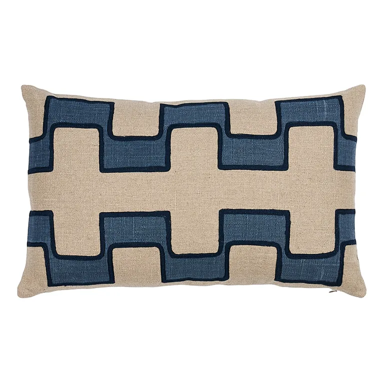 Schumacher Dixon Embroidered Print Pillow in Blue (SO17968221)