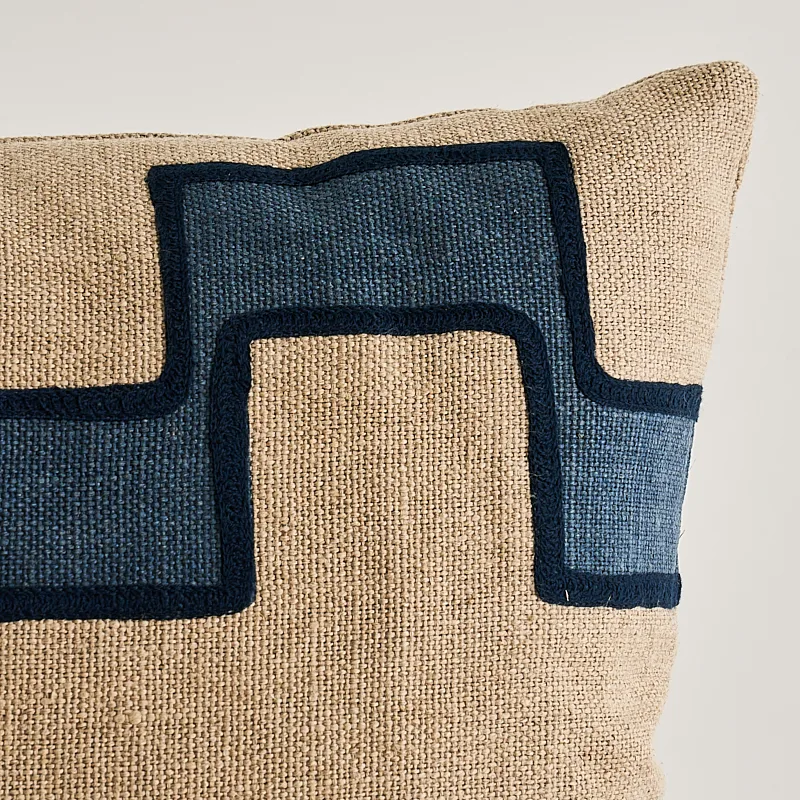 Schumacher Dixon Embroidered Print Pillow in Blue (SO17968221)