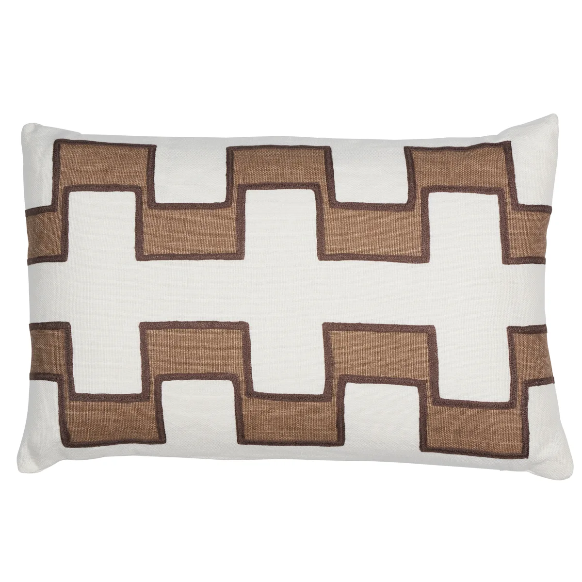 Schumacher Dixon Embroidered Print Pillow in Neutral (SO17968021)
