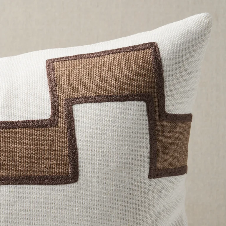 Schumacher Dixon Embroidered Print Pillow in Neutral (SO17968021)