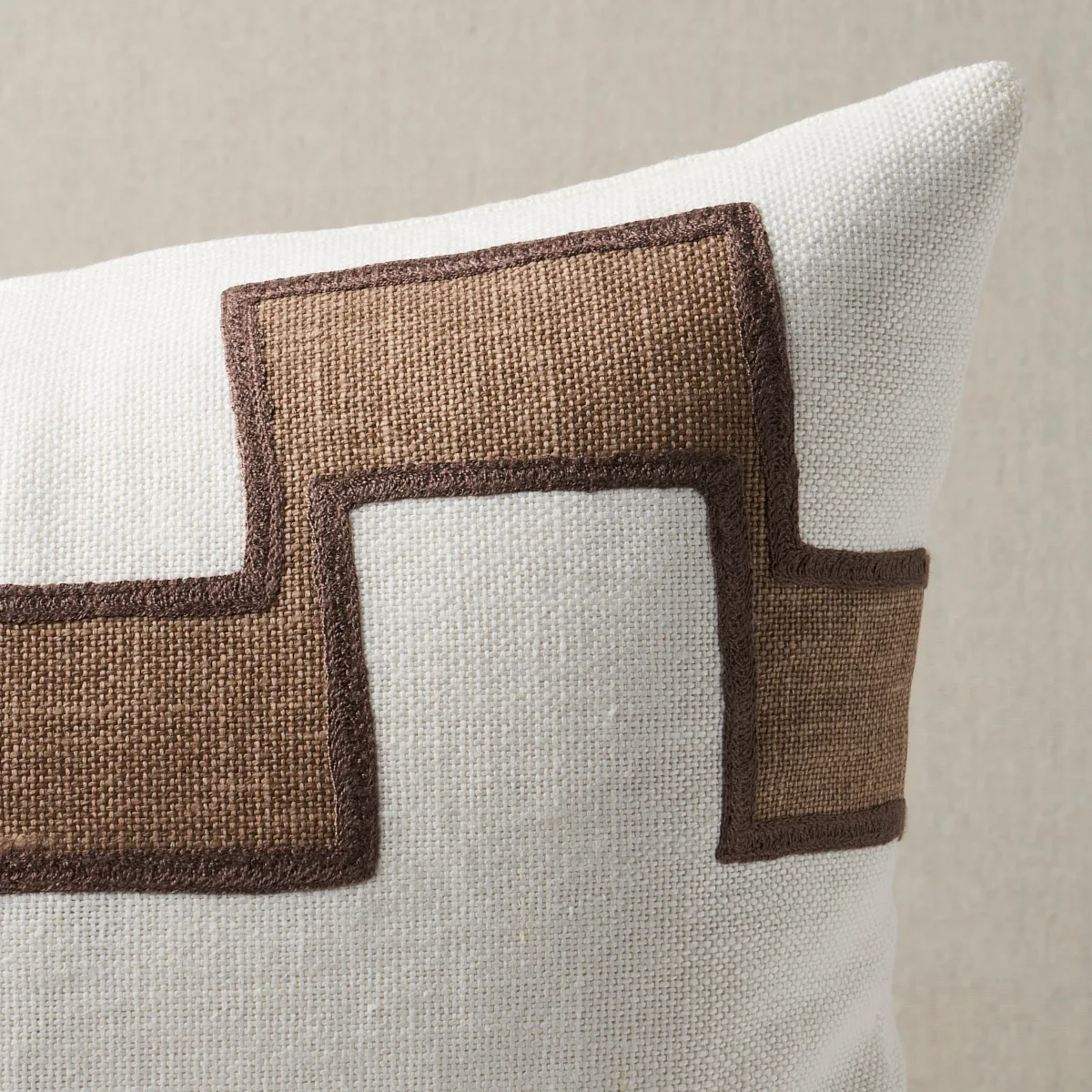 Schumacher Dixon Embroidered Print Pillow in Neutral (SO17968021)