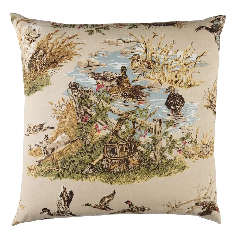 Schumacher Dog & Duck Pillow in Alabaster (SO18266007)