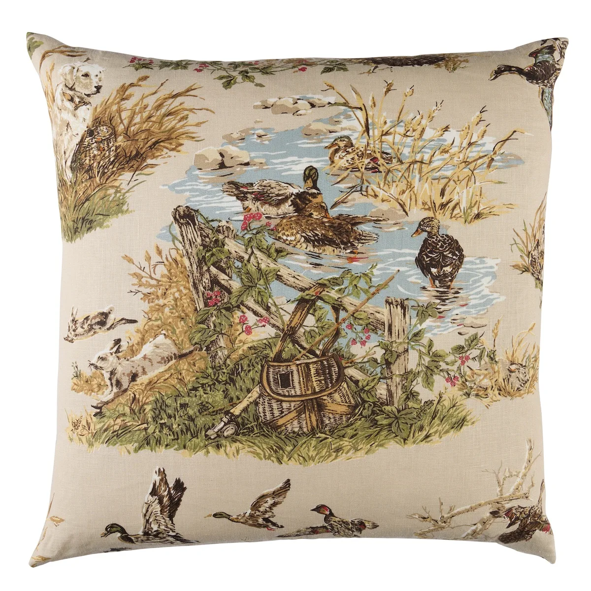Schumacher Dog & Duck Pillow in Alabaster (SO18266007)