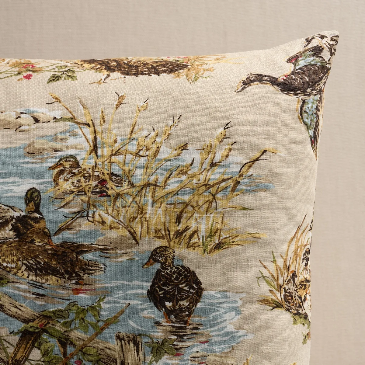 Schumacher Dog & Duck Pillow in Alabaster (SO18266007)