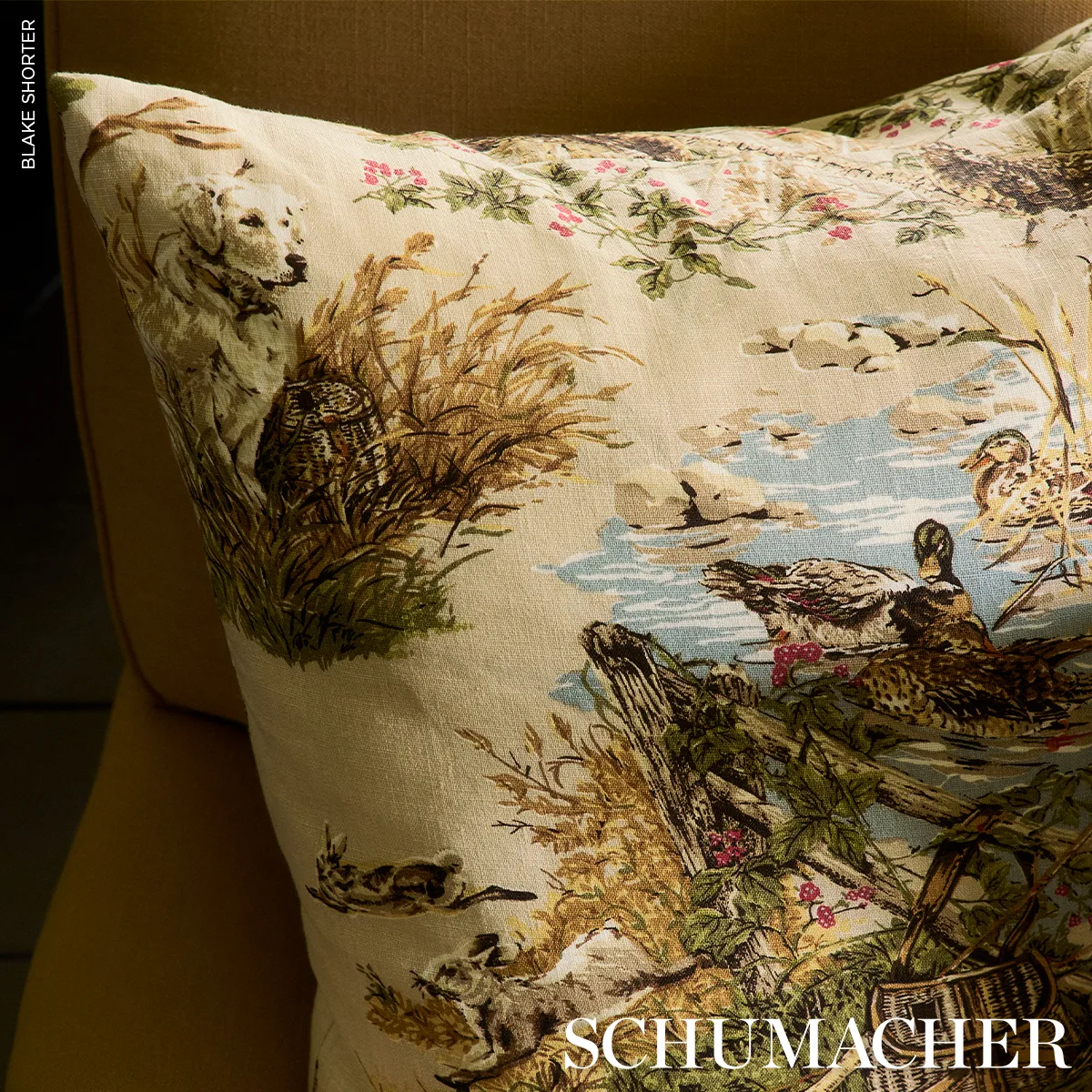 SO18266007 | Dog & Duck Pillow - Alabaster Schumacher Dog & Duck Pillow in Alabaster (SO18266007)