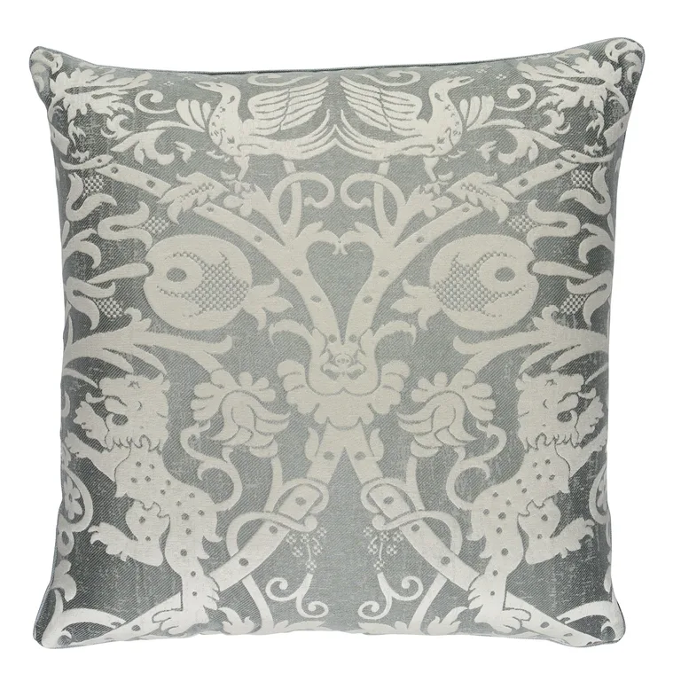 Schumacher Dougal Damask Pillow in Mist (SO8659206)