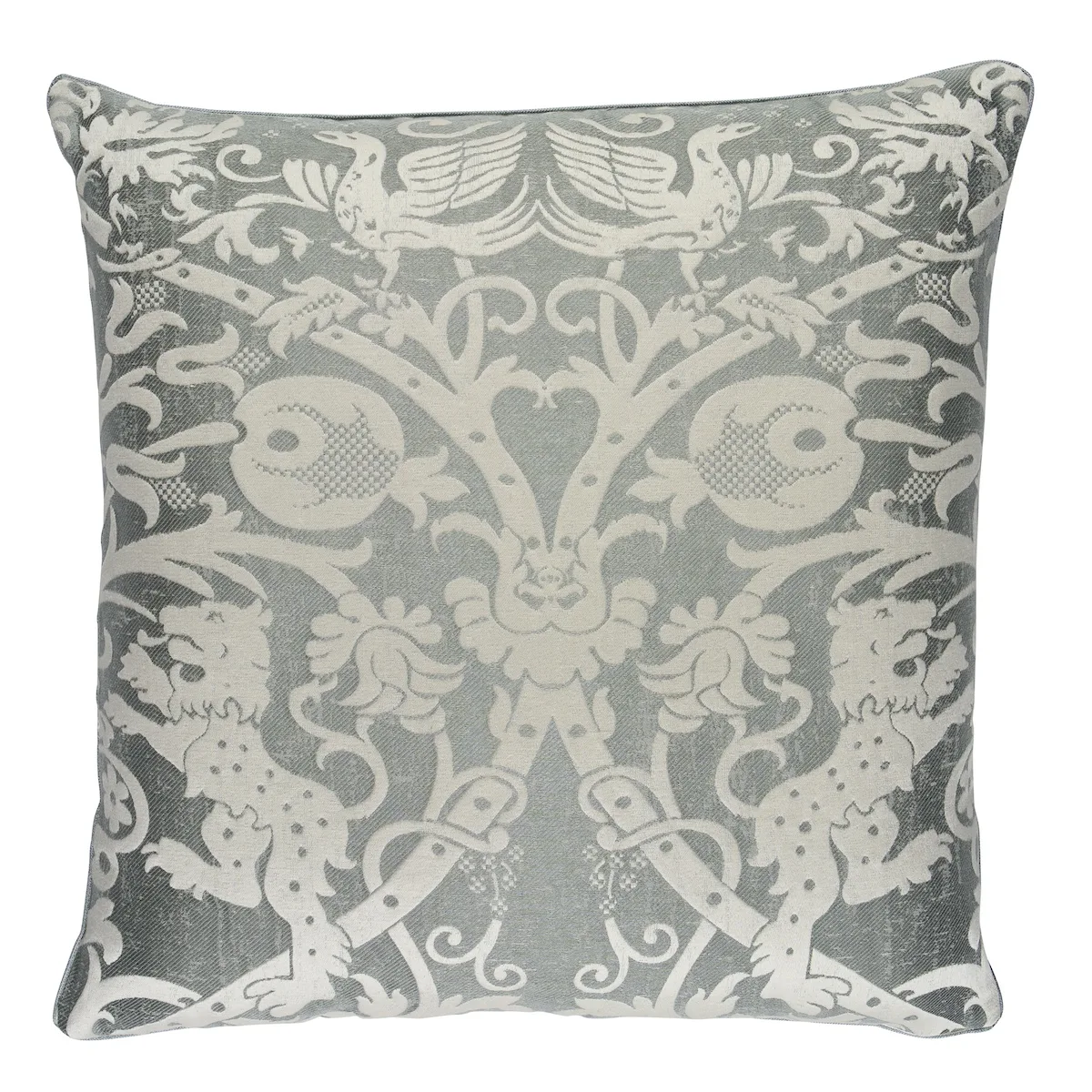 Schumacher Dougal Damask Pillow in Mist (SO8659206)