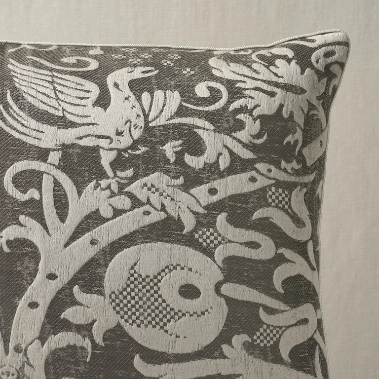 Schumacher Dougal Damask Pillow in Smoke (SO8659006)