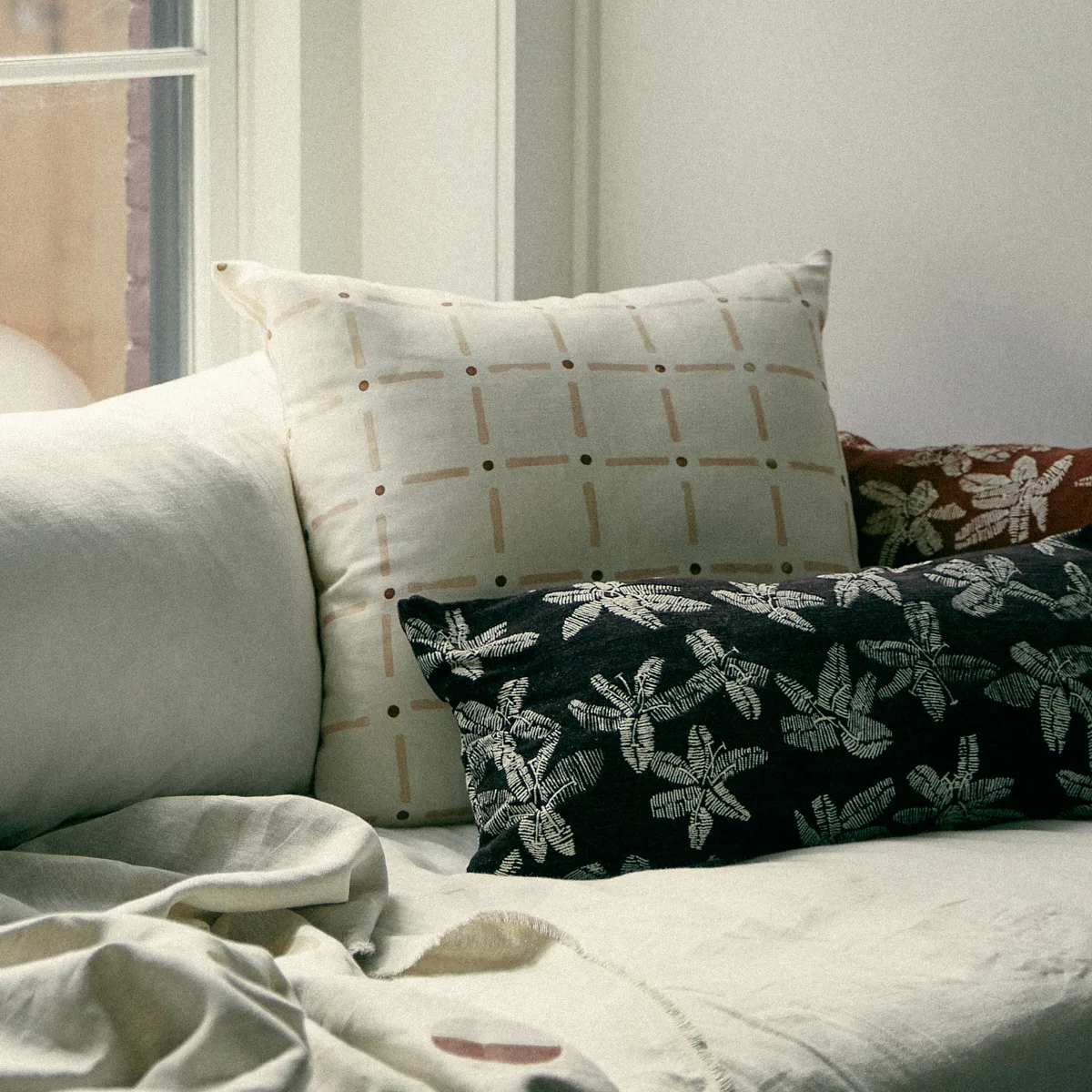 SO0001906 | Drifting Grid Pillow - Sky Schumacher Drifting Grid Pillow in Sky (SO0001906)