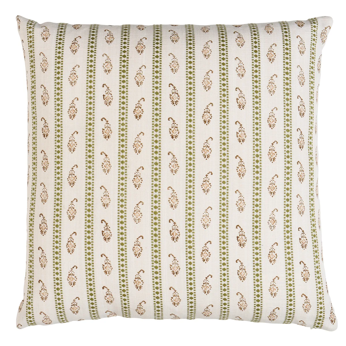 Schumacher Eddie Hand Block Print Pillow in Green