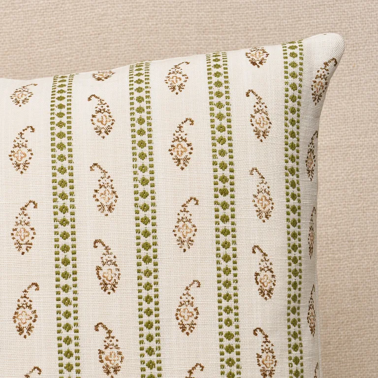 Schumacher Eddie Hand Block Print Pillow in Green