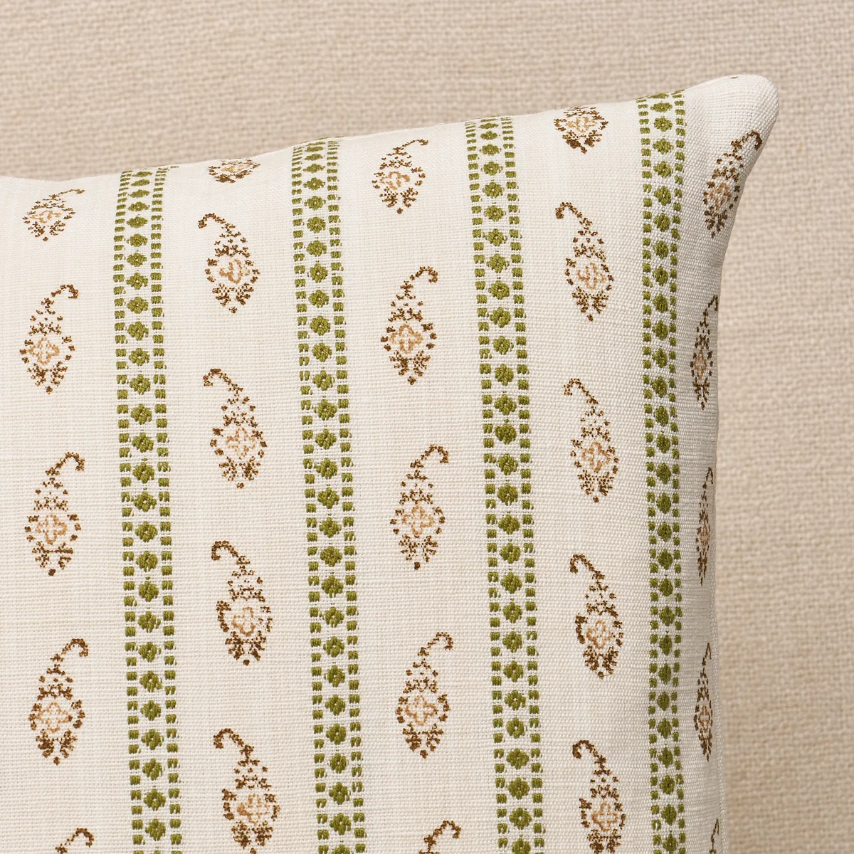 Schumacher Eddie Hand Block Print Pillow in Green