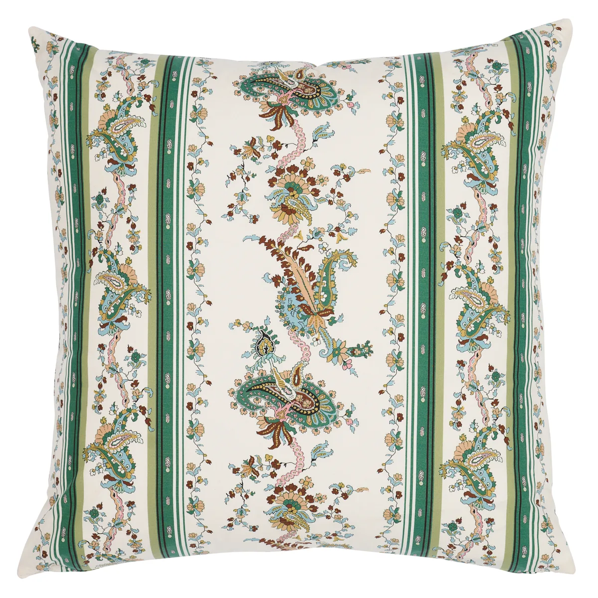 Schumacher Elena Paisley Stripe Pillow in Green (SO17998106)