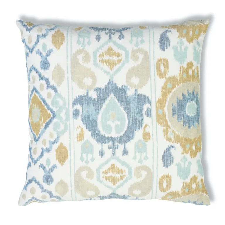 Schumacher Elizia Ikat Pillow in Sky & Ochre (SO17905006)