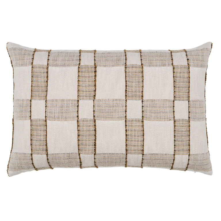 Schumacher Elko Plaid Pillow in Straw (SO8016117)
