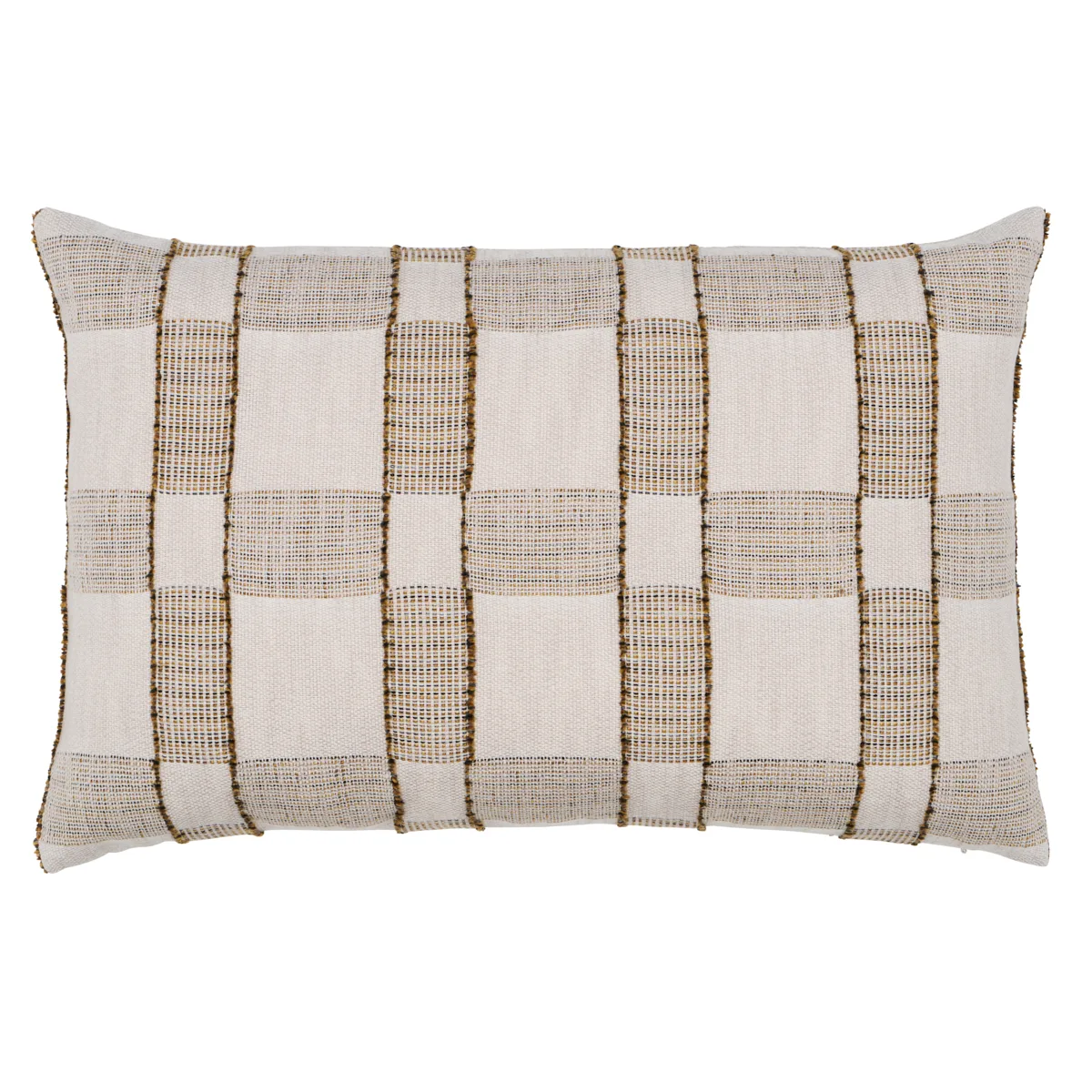 Schumacher Elko Plaid Pillow in Straw (SO8016117)