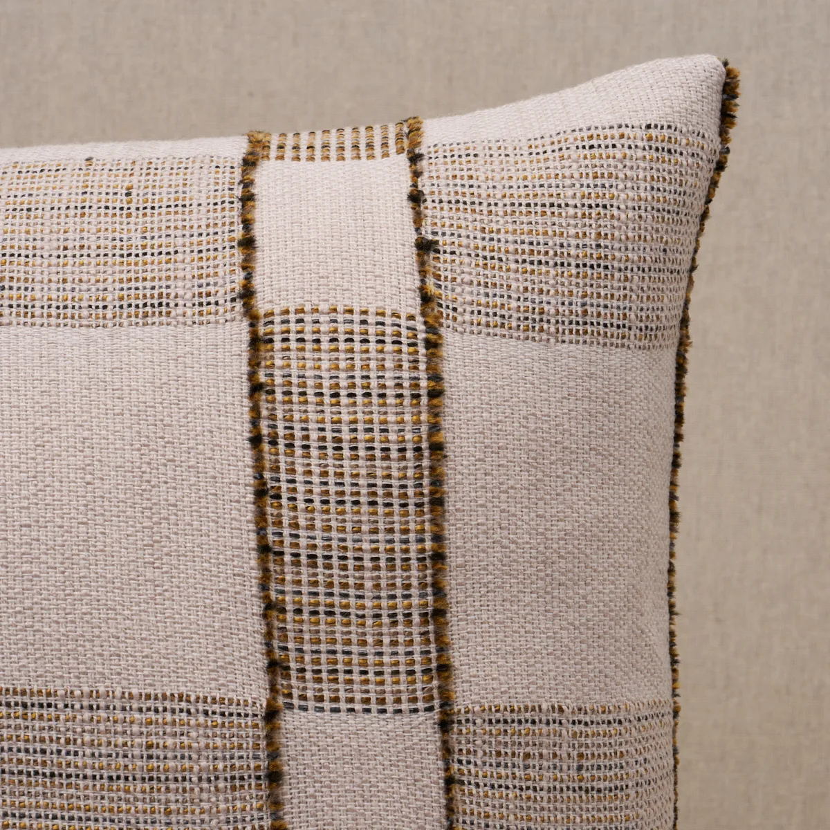 Schumacher Elko Plaid Pillow in Straw (SO8016117)