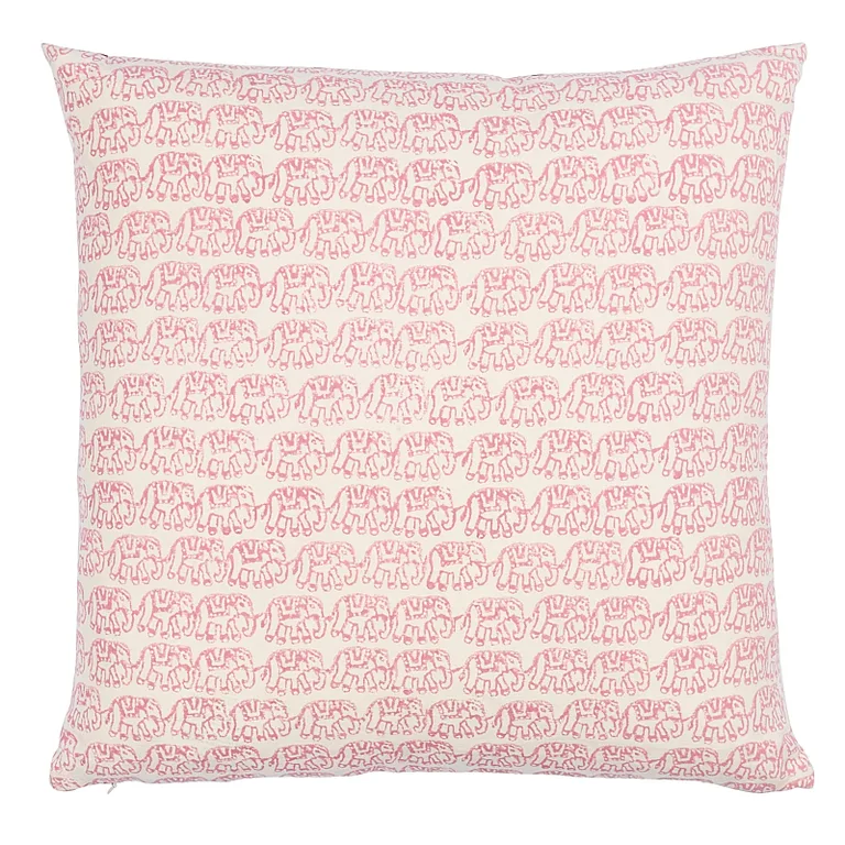 Schumacher Ellies + Garden Path Pillow in Iron & Rose
