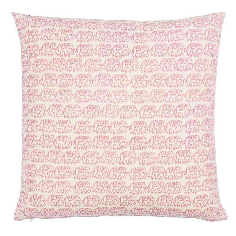 Schumacher Ellies + Garden Path Pillow in Iron & Rose