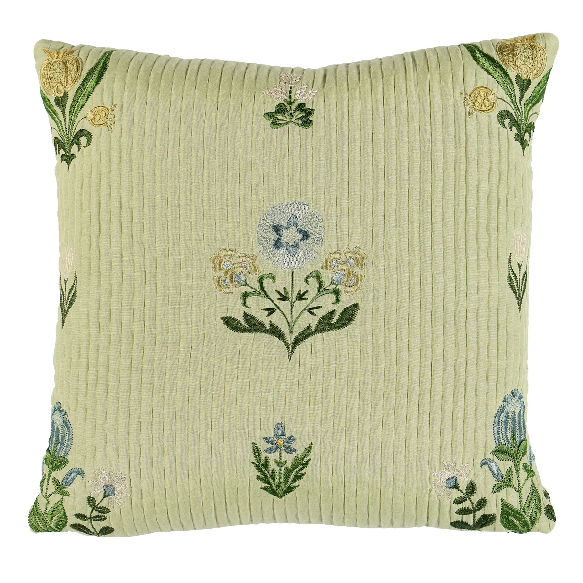 Schumacher Elmslie Embroidery Pillow in Leaf