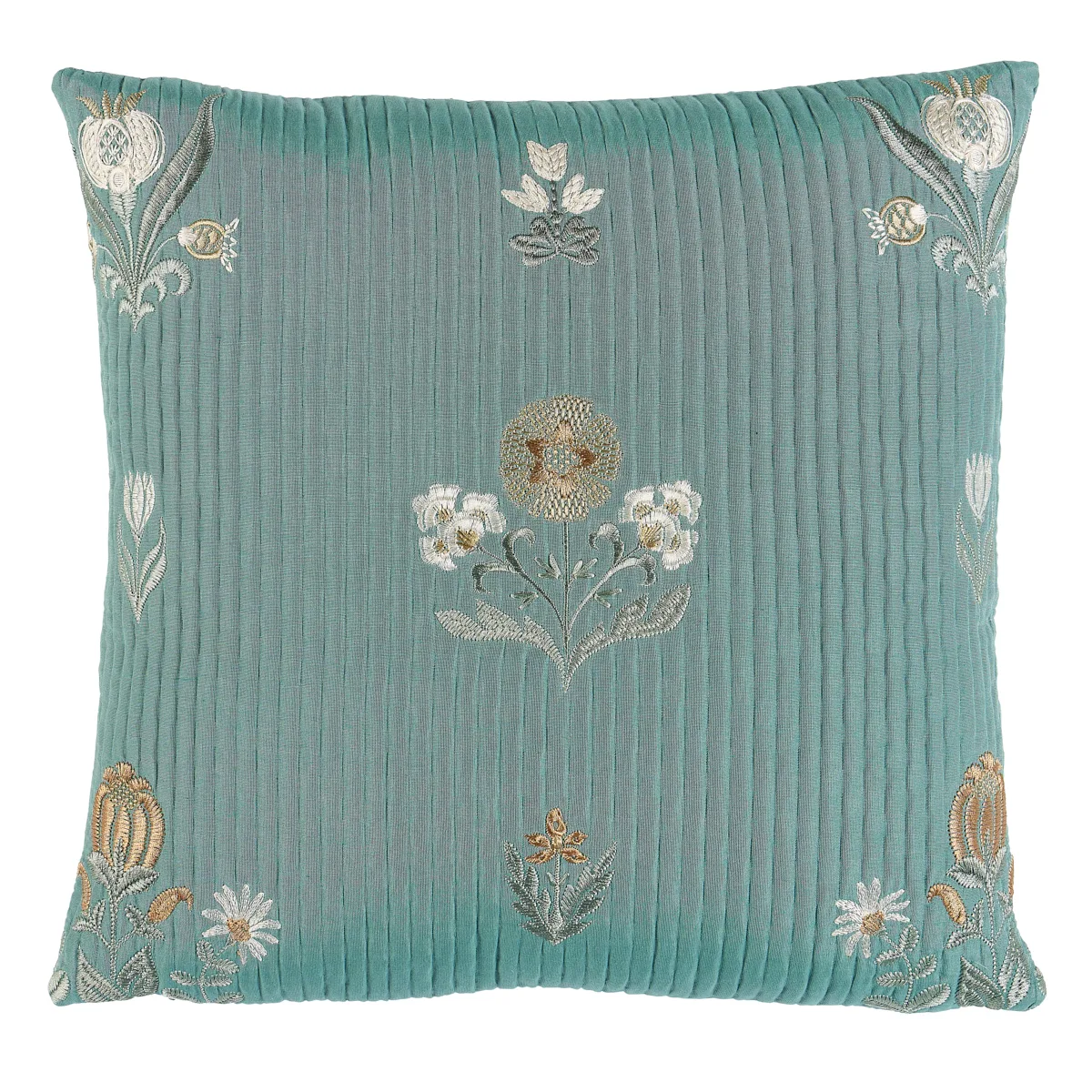 Schumacher Elmslie Embroidery Pillow in Teal (SO8437002)
