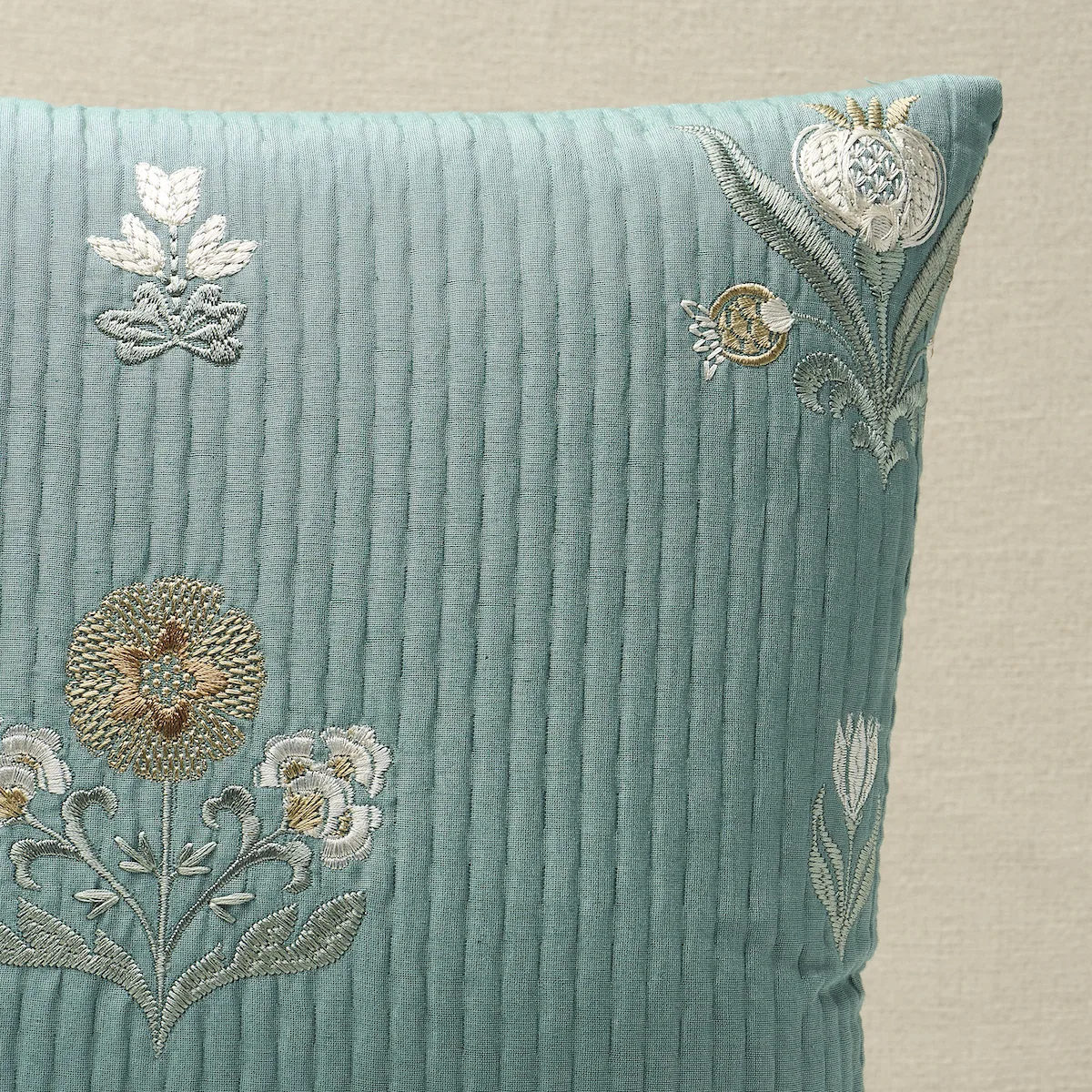 Schumacher Elmslie Embroidery Pillow in Teal