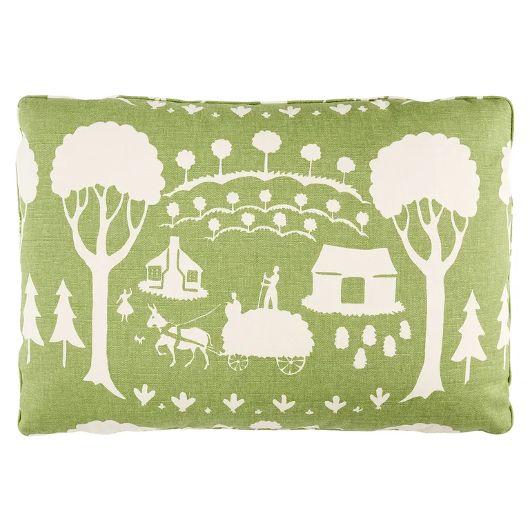 Schumacher Farm Scene Pillow in Green (SO18088015)