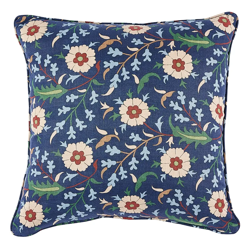 Schumacher Floralia Pillow in Indigo (SO17995106)