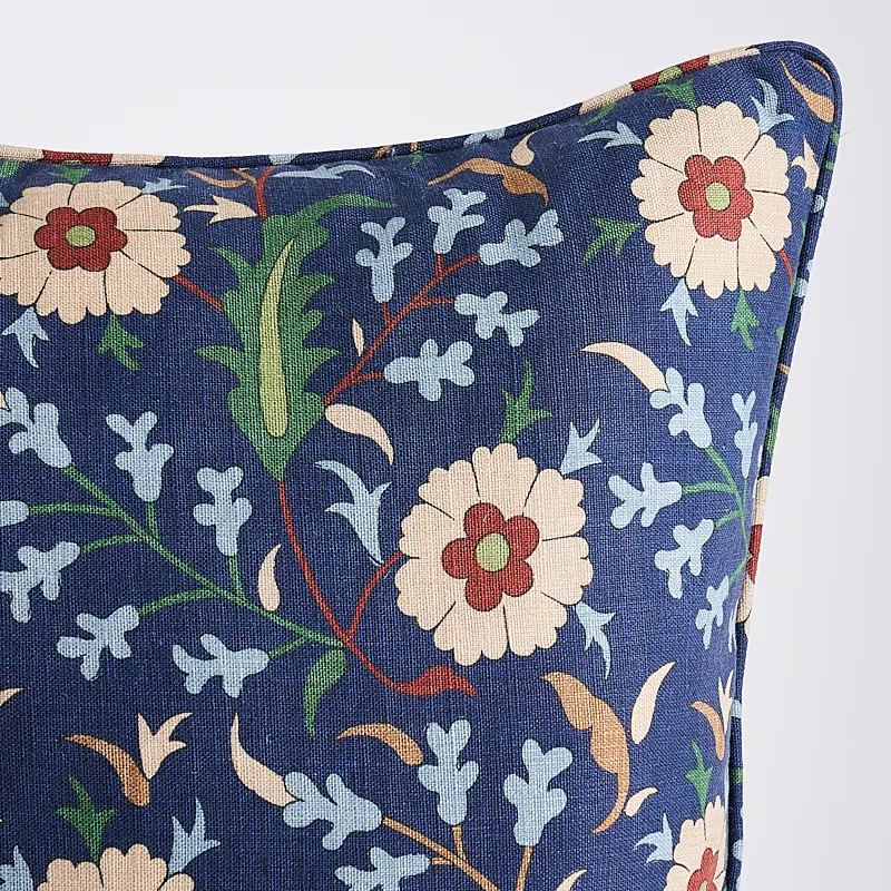 Schumacher Floralia Pillow in Indigo (SO17995106)