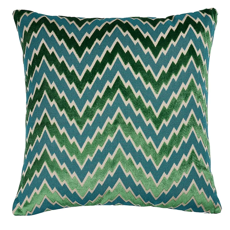 Schumacher Florentine Chevron Pillow in Emerald