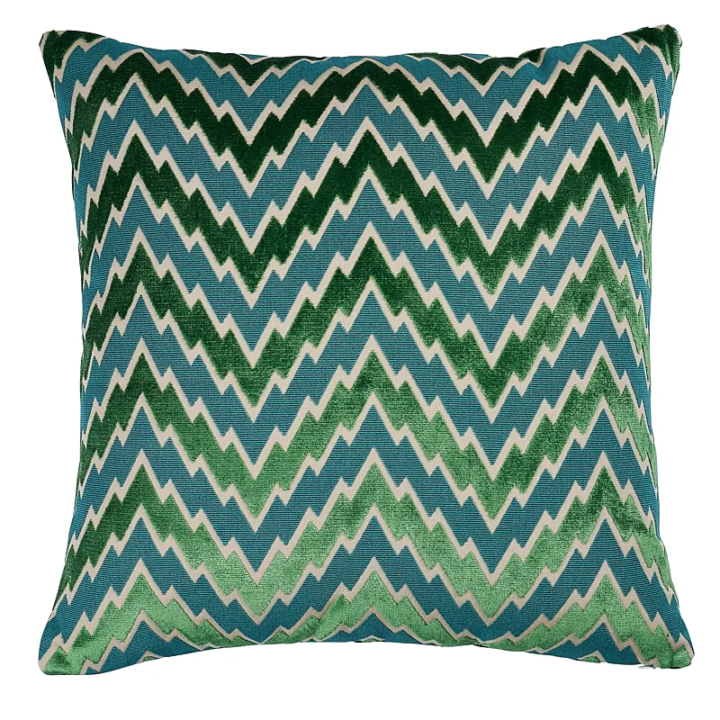 Schumacher Florentine Chevron Pillow in Emerald (SO8022106)