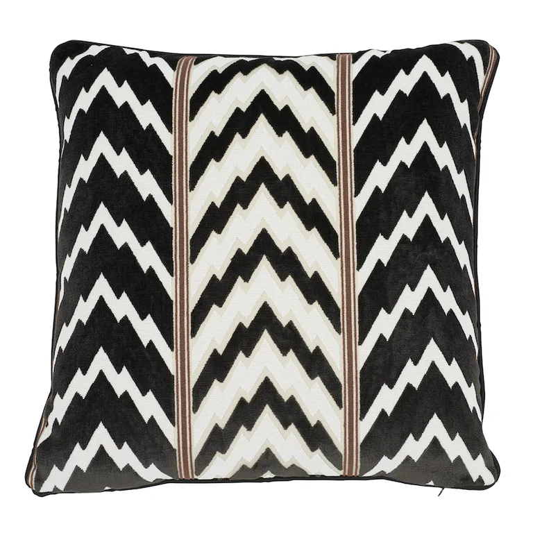 Schumacher Florentine Velvet Pillow in Black & White (SO7711105)
