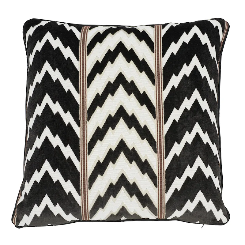 Schumacher Florentine Velvet Pillow in Black & White (SO7711105)