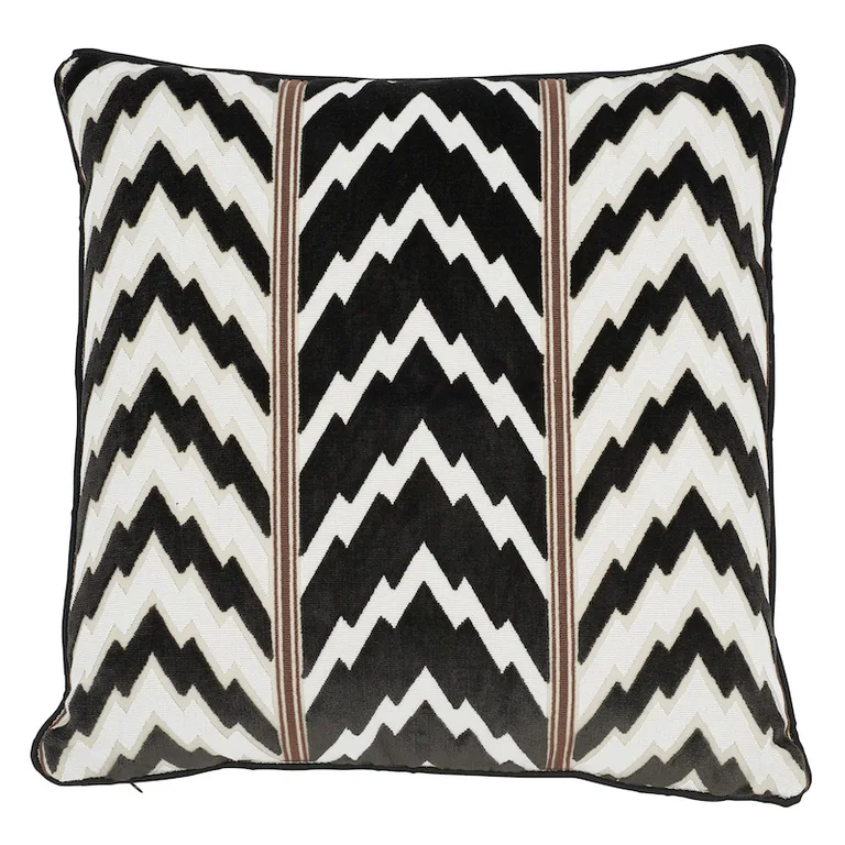 Schumacher Florentine Velvet Pillow in Black & White (SO7711105)