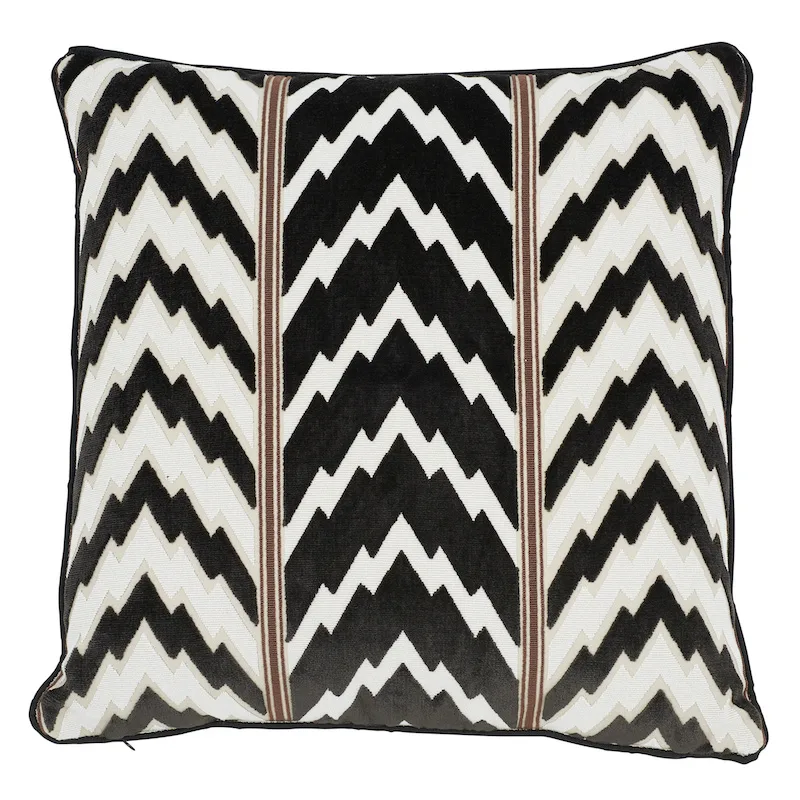 Schumacher Florentine Velvet Pillow in Black & White (SO7711105)