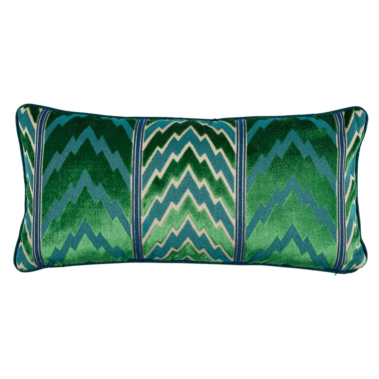 Schumacher Florentine Velvet Pillow in Emerald (SO7711018)