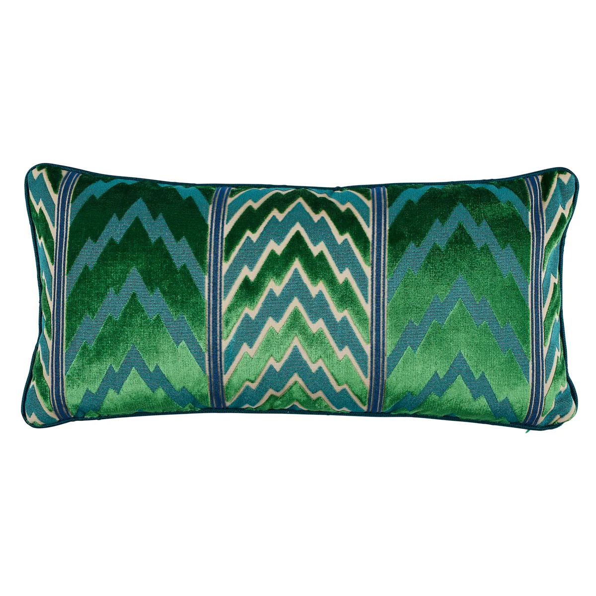 Schumacher Florentine Velvet Pillow in Emerald (SO7711018)