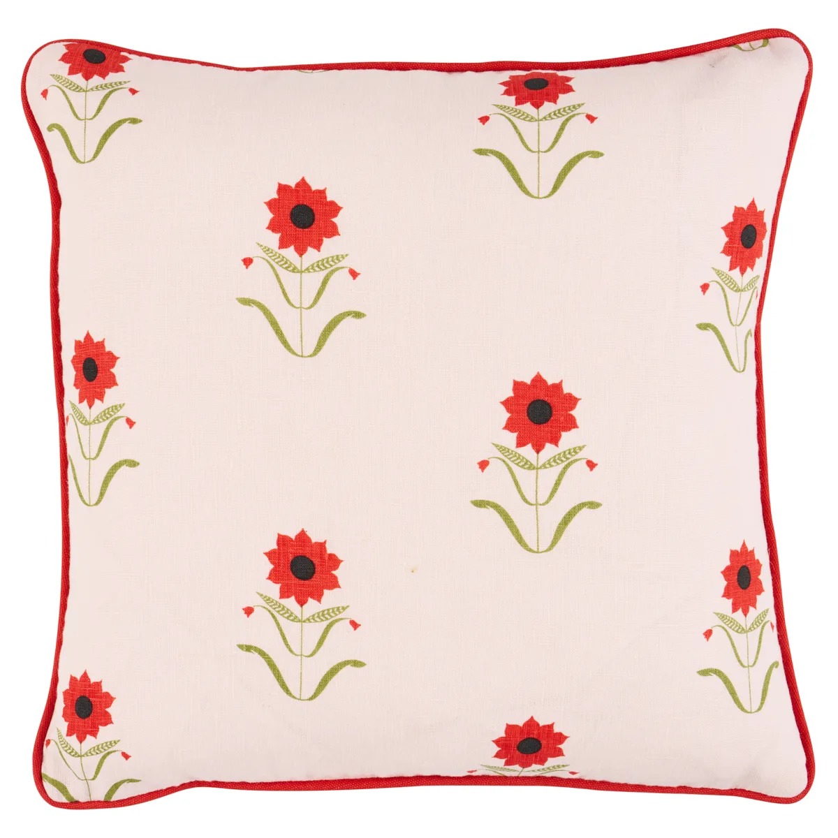 Schumacher Forget Me Nots Pillow in Red on Pink (SO18198003)
