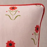 SO18198003 | Forget Me Nots Pillow - Red on Pink Schumacher Forget Me Nots Pillow in Red on Pink (SO18198003)