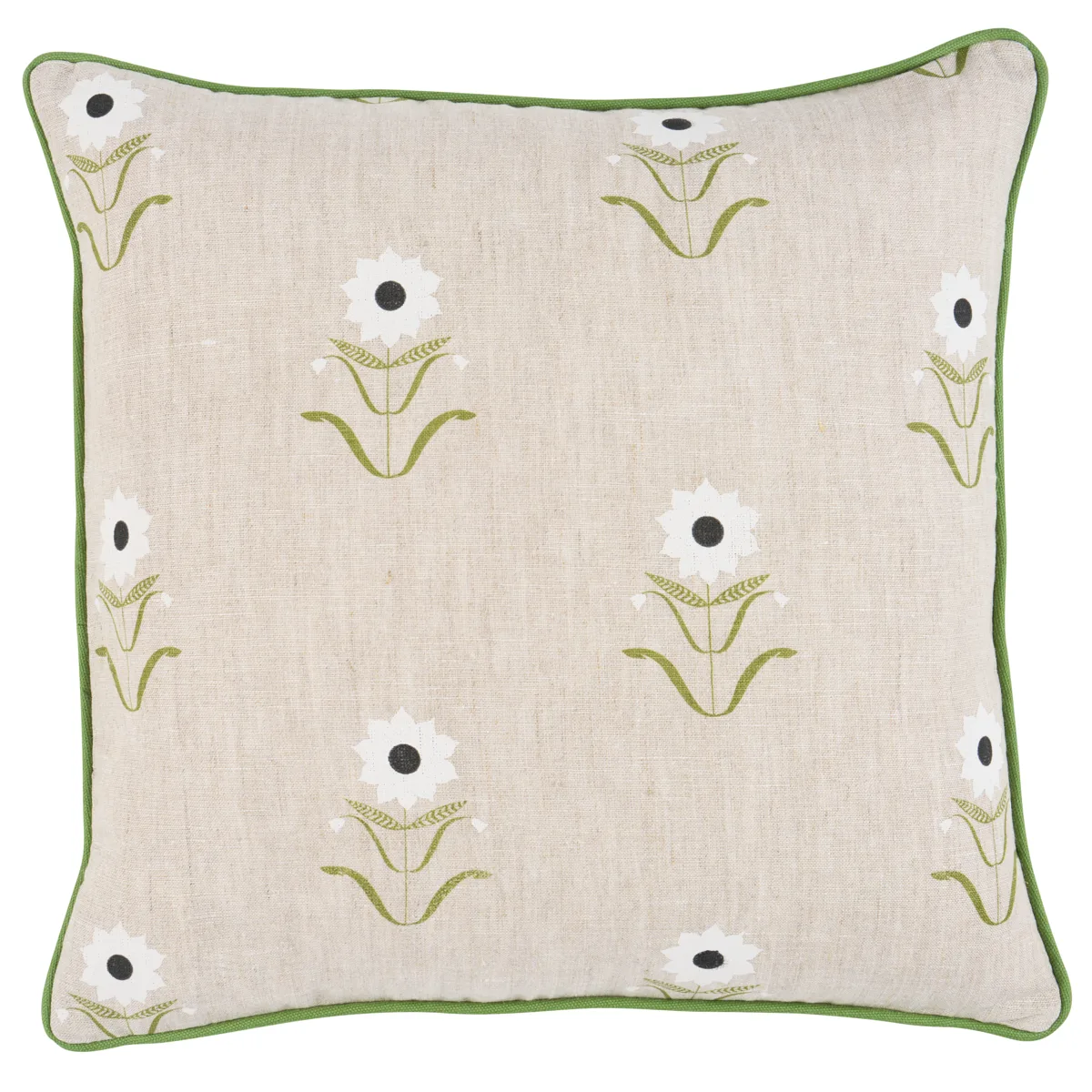 Schumacher Forget Me Nots Pillow in White on Linen (SO18198103)